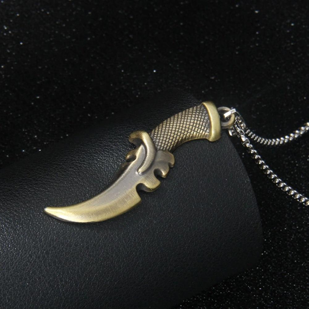 Nuova Collana con Ciondolo Coltello a Texture Geometrica da Uomo Stile Punk Hip-Hop Catena per Maglione Dominante Accessorio Vendita all'Ingrosso