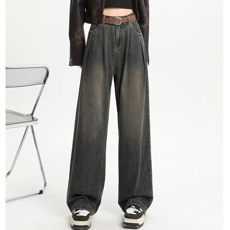 

Women s Retro American Fleece-Lined Straight-Leg Jeans, 2025 Autumn/Winter Style, Slimming, Trendy, Loose Fit 5XL