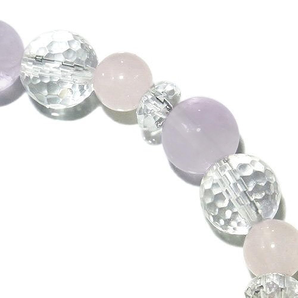 [Shinjuku Gin no Kura] Lavender Amethyst and Rose Quartz 128-Facet Crystal Bracelet, Approximately 17cm Long (Women's Size Medium)