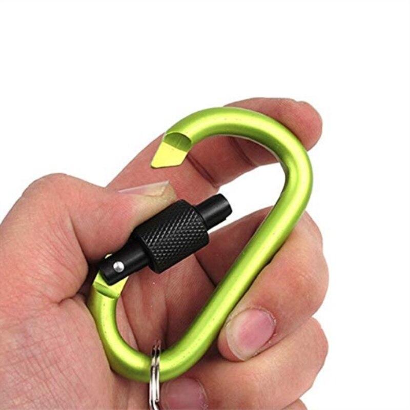 Outdoor Aluminum D Shape Locking Carabiner Keychain Backpack Clip Rope Hook for Camping Hiking Gear Accessories