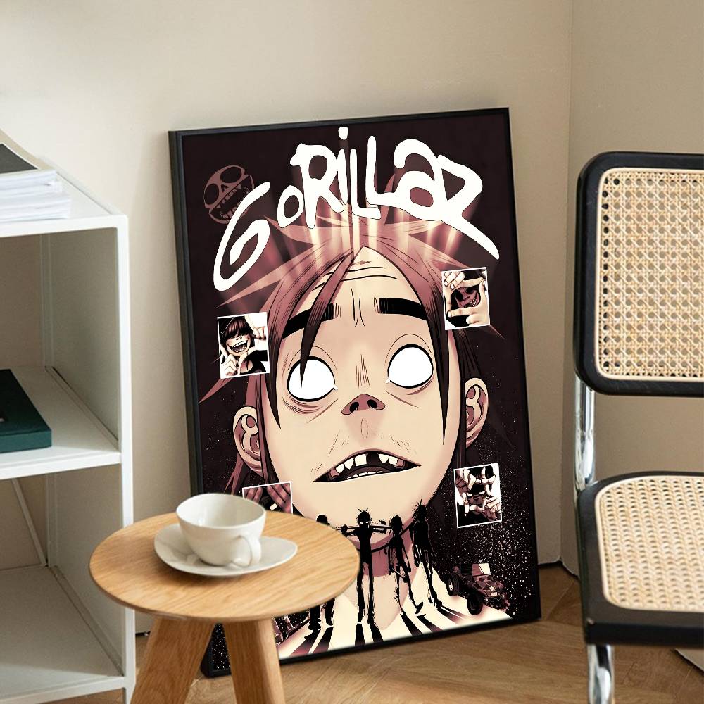 Band G-Gorillaz Classic Vintage Posters Decoracion Painting Wall Art White Kraft Paper Kawaii Room Decor