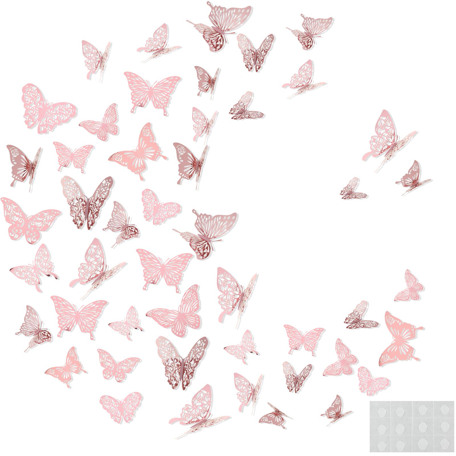 

3D Butterfly Wall Stickers Decor Hollow Golden Silver Butterfly Art Home Decorations Wall Decals for Party Wedding Cake Display