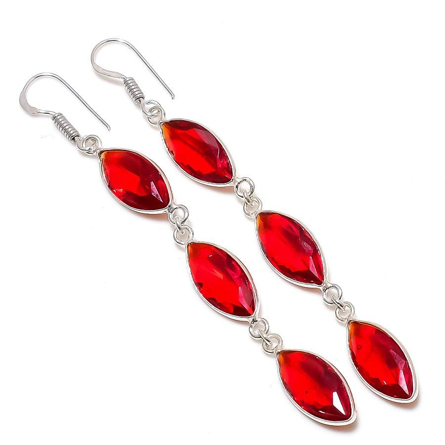 

Ювелирные серьги из стерлингового серебра 925 пробы с натуральным мозамбикским гранатом 3,35 дюйма F2e76