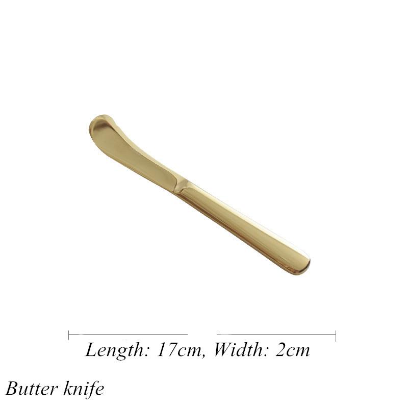 Gold Luxurious Stainless Steel Tableware, Knife, Fork, Spoon, Steak, Fish Dinner, Dessert, Salad, Coffee, Dinning Room