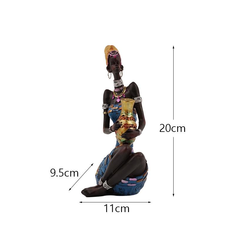 Resin Ethnic Style Ornaments African Women Sculptures People Figurines Office Desktop Living Room Home Decor Friend Gift