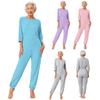 Damen Ältere Adaptive Jumpsuit Rücken Beine Doppelter Reißverschluss Langarm Lange Hose Pflege Strampler Spezielle Bedürfnisse Kleidung