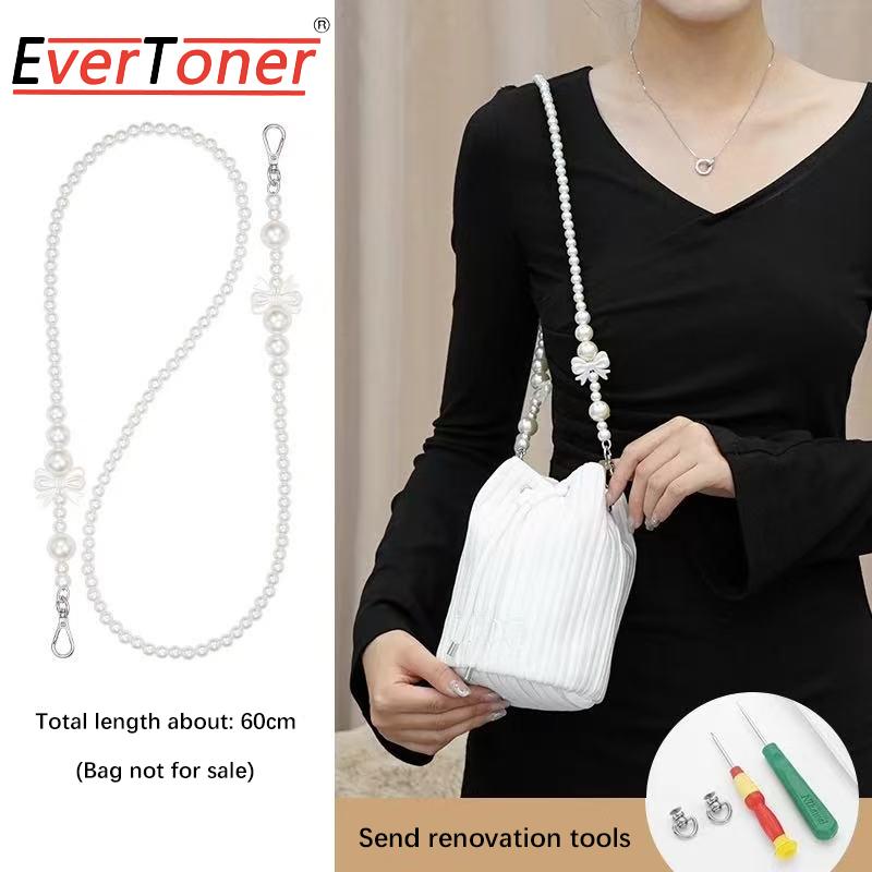 EverToner Pearl Bag Chain Crossbody Strap Lanyard Extender DIY Accessories Pearl Handbag Strap Replacement Accessories