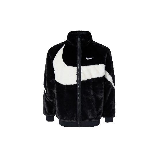 Nike Giacca da Uomo in Velluto di Visone Sintetico con Collo Alto e Zip Nera FB7664-010