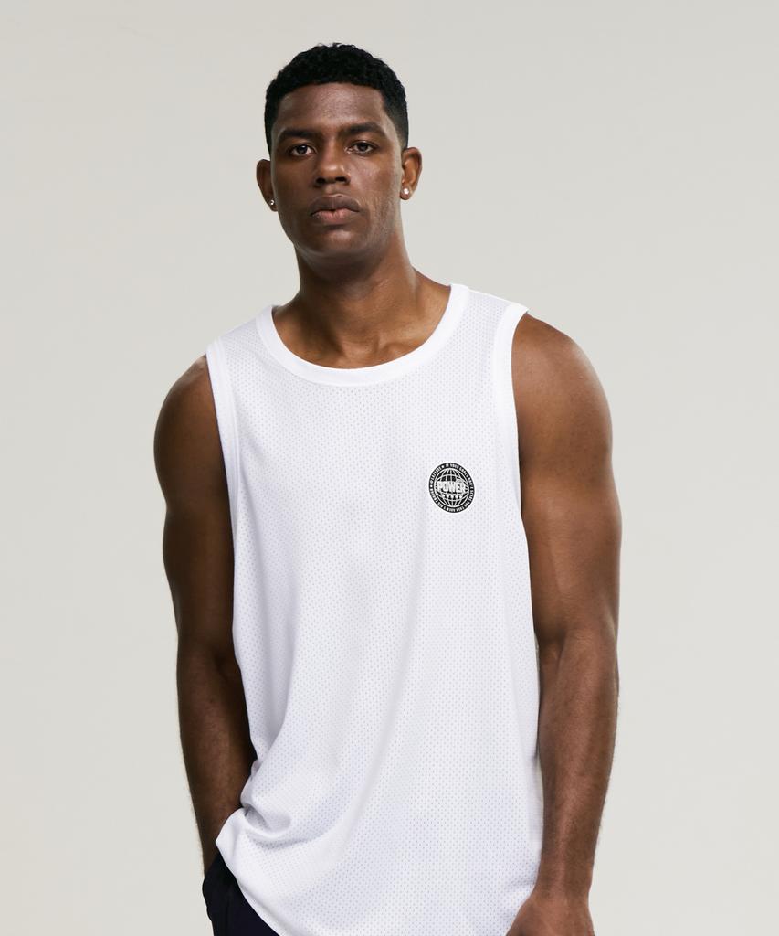 Leijibi Muscle Mesh Jersey Oversized M Sleeveless Tank Top White