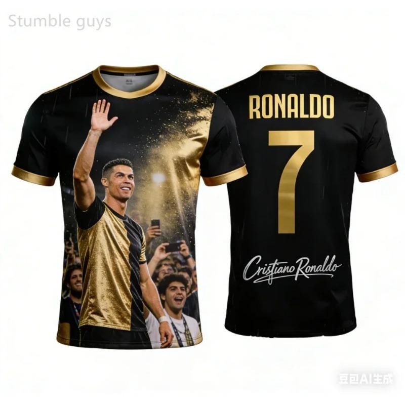 3D Print T-Shirt for Kids' Clothing Quick-Drying and Breathable Outdoor Summer Street Sports Football Short Shirt