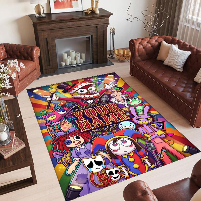 Personalized Crystal Velvet Carpet Custom Name Text,The Amazing Digital Circus Anti Slip Area Rug For Home Decoration