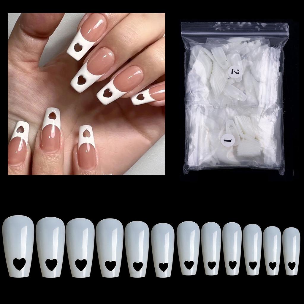 Square False Nails Tips 504 Pcs Acrylic Press on Nails Clear Artificial False Nail Heart Fake Nails for Nail Extension