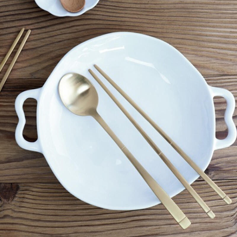 Titanium matte single-person cutlery set 18k color