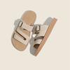 Soft-faced Flat-bottomed Slippers for Women's Summer Outer Wear 2025 New Versatile Belt Buckle Leather Casual Non-slip Soft-bottomed Sandals