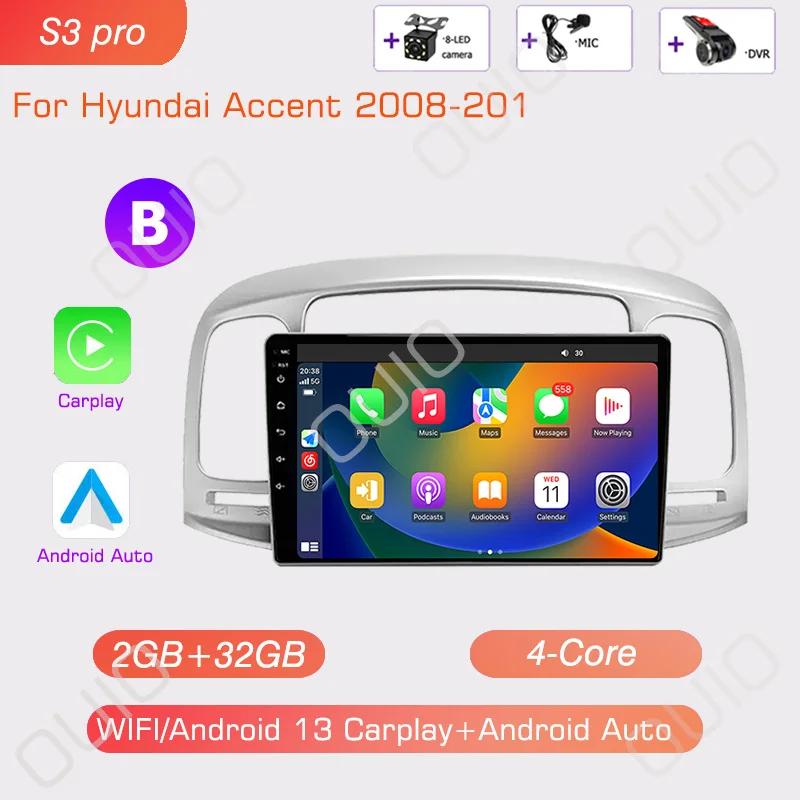 Android 13 Carplay radio For Hyundai Accent 2008 2009 2010 2011 Car stereo Multimedia Player android Auto GPS navigation 2DIN