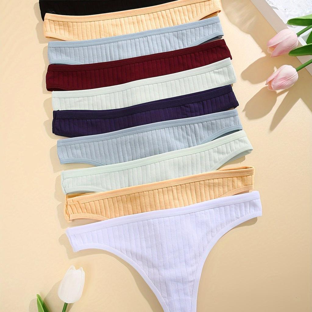 6PCS/Set Women Cotton Panties G-String Panties Sexy Underwear Female Lingerie Thong Briefs for Woman Solid Color Intimate Pantys