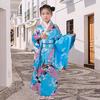 Yousheng 1 Set Girls Traditional Kimono Pajama Vibrant Colors Floral Peacock Print Easy To Wear Comfortable Kimono