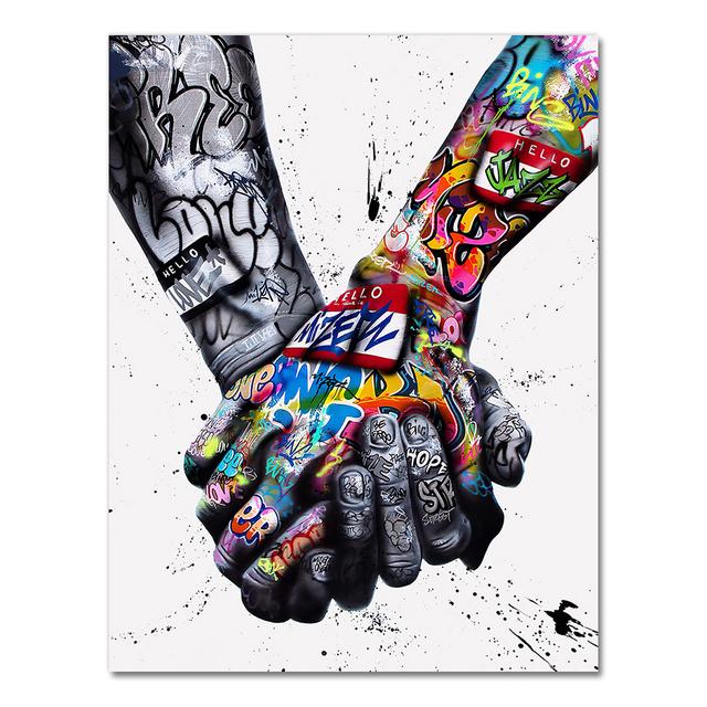 

Руки любовника Уличное граффити Искусство Холст Картина на стене Плакаты и принты Вдохновение Настенная картина для гостиной Без рамки 21*30cm