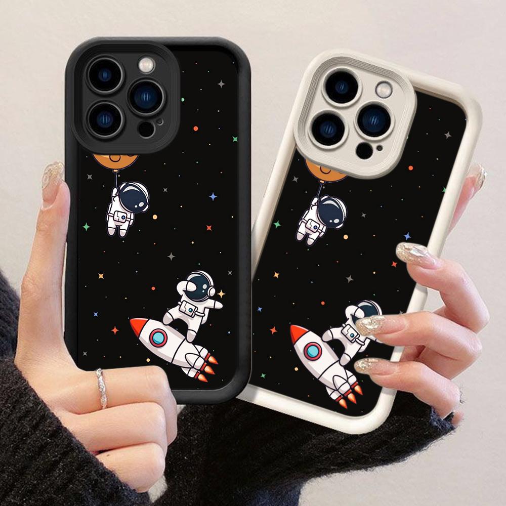 JT461 Retro Spaceman for iPhone 17 16 15 14 13 Pro Max Samsung S26 S25 Ultra A17 A07 A56 A16 Xiaomi 15T Redmi 15c 14C Soft Case