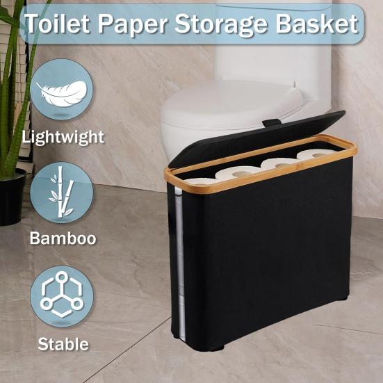 Toilet Paper Storage Basket Large Capacity Waterproof Multi-purpose Easy To Install Toilet Paper Storage Organizer with Lid