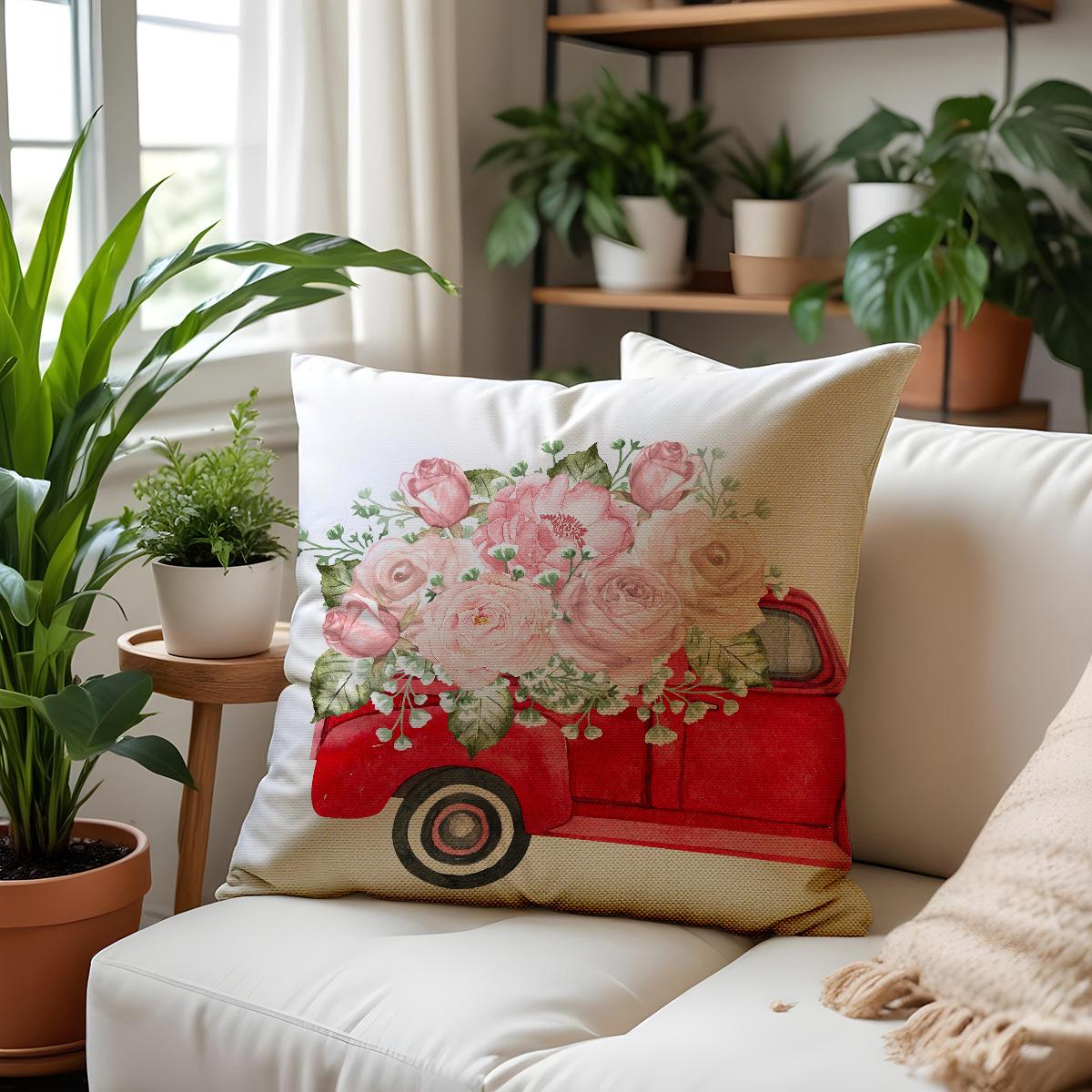 

New Linen Cushion Cover Valentine s Day Letter Printed Sofa Cushion Cover Home Clothing Supplies 45*45