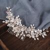 Braut Hochzeit Blume Hochzeit Haarkamm Kristall Haarschmuck mit Perle Braut Seitenkämme Kopfschmuck für Frauen Tiara Kopfschmuck