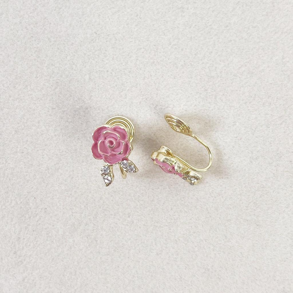 Kamelie Mückenspirale Halter Perlenblume Retro Ohrclips Ohrringe - Kein Piercing erforderlich