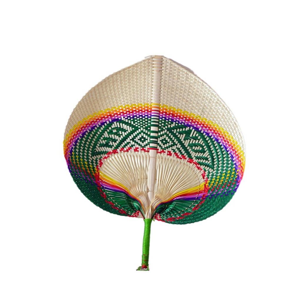Bamboo Palm Leaf Fan Handmade Heart Shaped Fan Photography Props Hand-woven Fan  Outdoor Activities