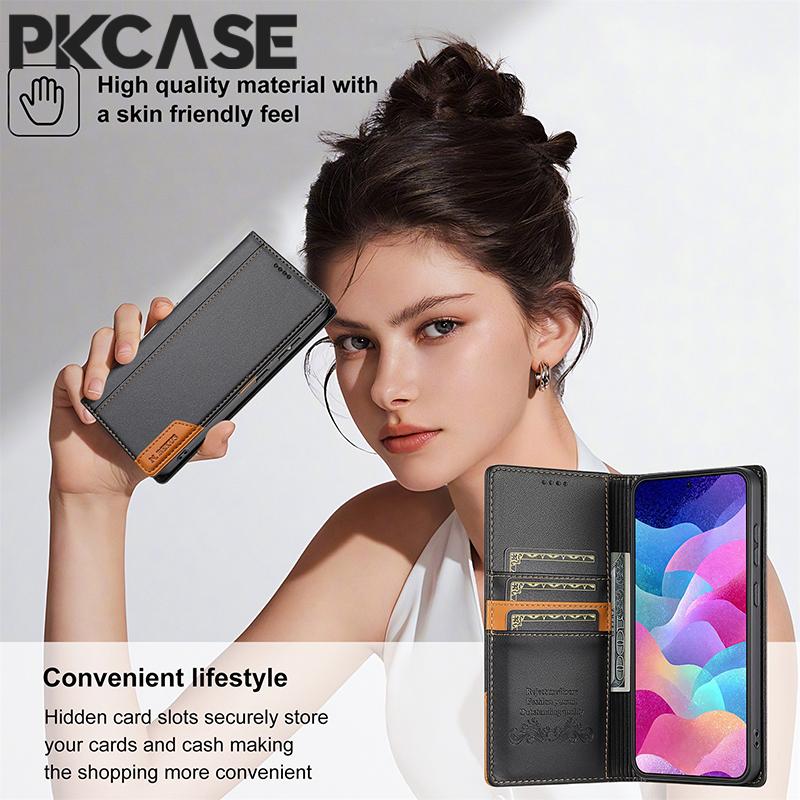 Wstrząsoodporne Etui Portfel z Gniazdem na Karty typu Flip Skórzane Dla Samsung S25 Edge S24 S23 FE Plus A17 A07 A56 A36 A26 A16 A06 Pokrowiec