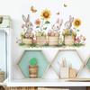 Cartoon Cute Little Rabbit Butterfly Sunflower Potted Plant Home Atmosphere Decoration Wall Stickers