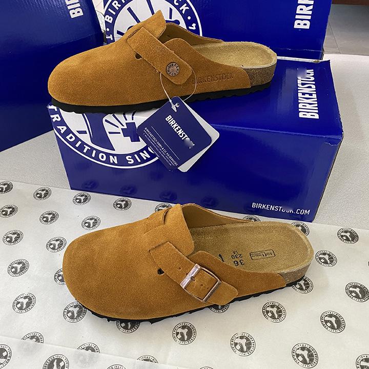 Unisex BK Pravá kůže Birkenstock Uzavřené Retro Mules s Korkovou Podrážkou – Pohodlné a Všestranné.