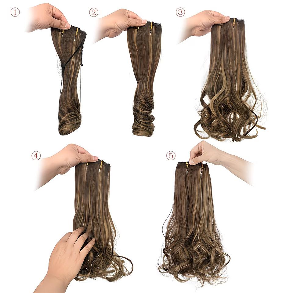 4Pcs Clip In Hair Extensions Invisible Thick Synthetic Hair Clip Extensions for Women Soft and Easy Installation Hair Piece Clip