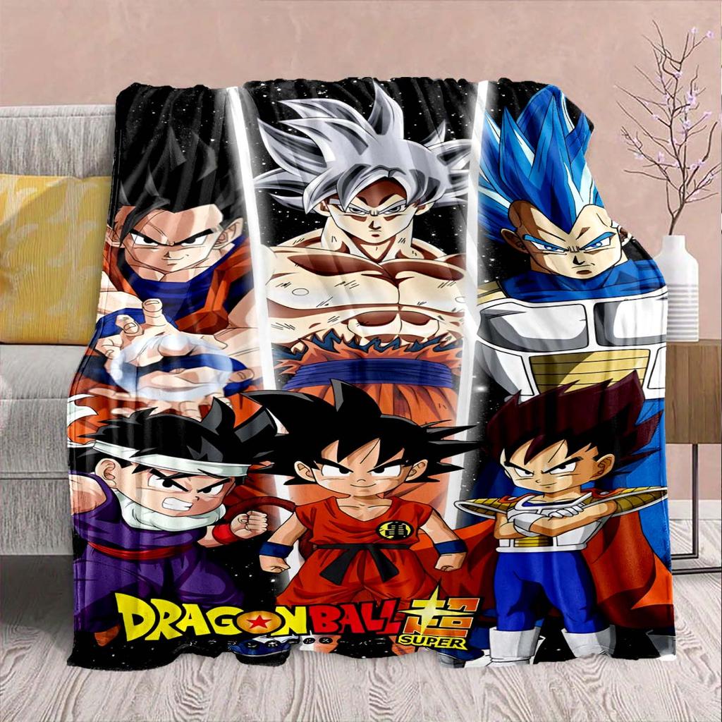 Dragon Ball Anime Flannel Blanket - Soft Warm Perfect for Sofa, Bedding Camping Travel Office Home Decor -QJY
