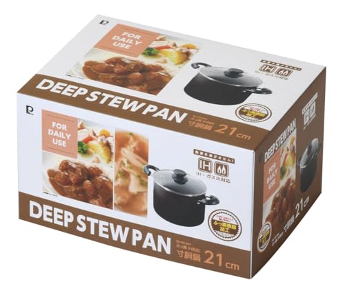 Pearl Metal 21cm Kochtopf mit Glasdeckel, Induktionsgeeignet, Fluorpolymer-Beschichtung, Braun, HC-644