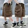 Summer Kids Boys Shorts Thin Solid Junior Boys Half Suspenders Casual Elastic Waist Kids Boys Overalls Teens Shorts