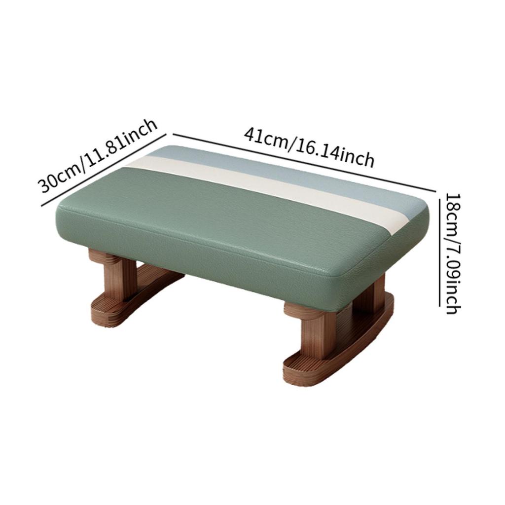 Rectangle Footrest with Wooden Legs, Padded Foot Stool, Small Ottoman for Bedroom