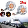 2pcs Round LED Pedestal Fender Light Truck Trailer Double Face Turn Signal Brake