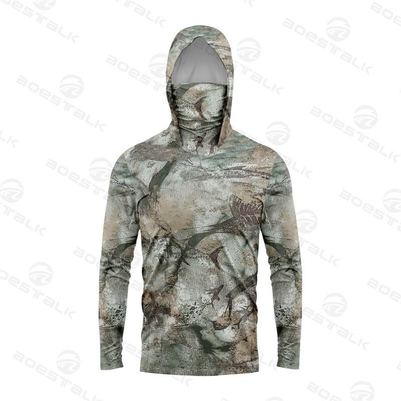 Mens Quick-Dry UV Protection Fishing Hoodie With Face Cover Lightweight Long Sleeve Outdoor Angling Summer Fall
