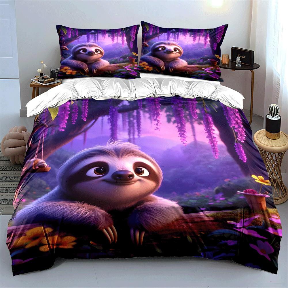 "Relaxing Sloth Nature Escape Set" Exquisite three-piece bedding set gift for kids and adults