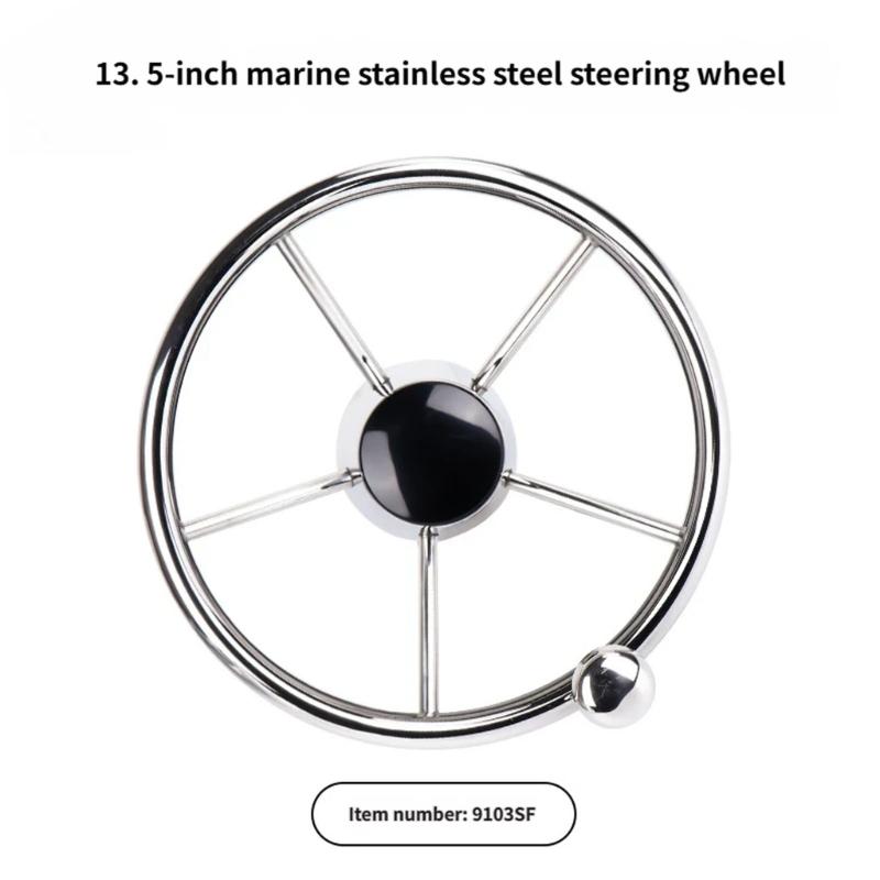 Quick Install Stainless Steel Marine Steering Wheel 13.5 Inch Suitable For Boats Yachts Fast Setup Without Special Tools