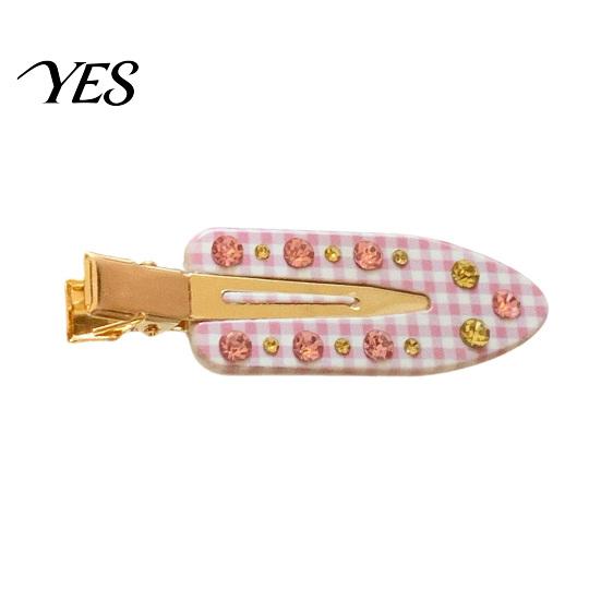 Smooth Opening Hair Clip Acetate Sheet Plate Hairpin, Rounded Rhinestones Inlay Pin, Elastic Clasp for Bangs And Broken Gentle Pattern