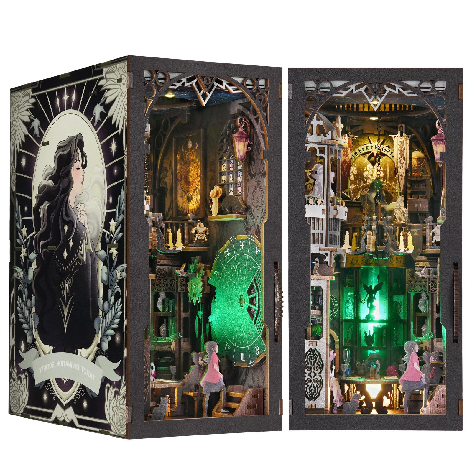 

Набор для создания диорамы для книжной полки своими руками, 3D деревянный пазл, украшение для дома, набор для сборки домика для книжной полки, миниатюрная вставка, подставка для волшебного книжного домика, книжная полка