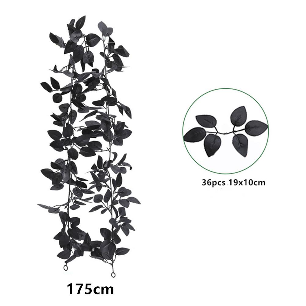 Halloween Garland, Artificial Rose Vine, Handmade Black Leaves, Reusable Odorless Halloween Hanging Rose Flower Garland For Wedding Party Table Center