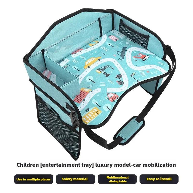 Kids Travel Tray for Toddler & Kids Car Seat, Lap Tray for Airplane, Carseat Table Tray with Organizer for Road Trip Activities
