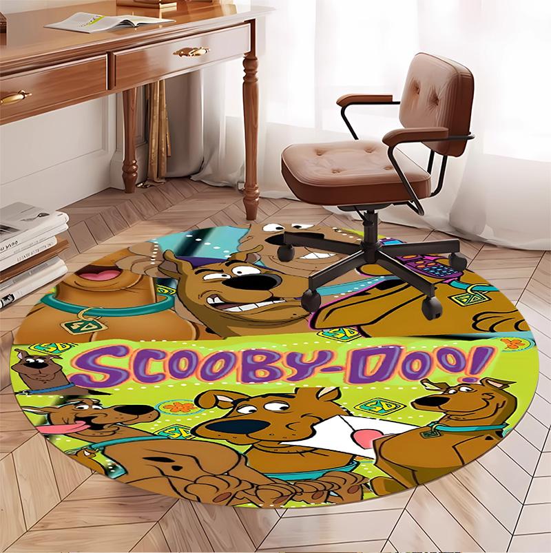 Scooby Pattern Round Rug, Indoor/Outdoor Mat, for Picnic, Gameroom, Bedroom, Office, Living Room, Home Decor Carpet, Birthday Gift