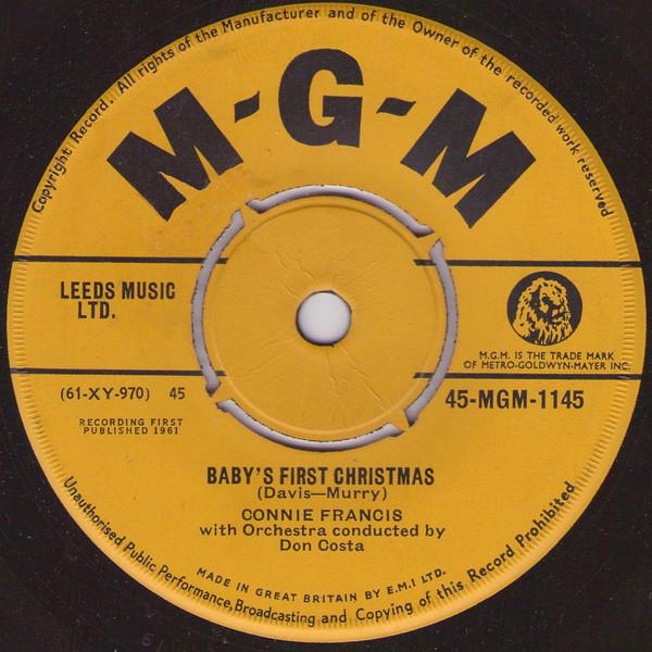 

7-дюймовая пластинка CONNIE FRANCIS Babys First Christmas 45MGM1145 MGM Records 1961 UK Поп Б/у