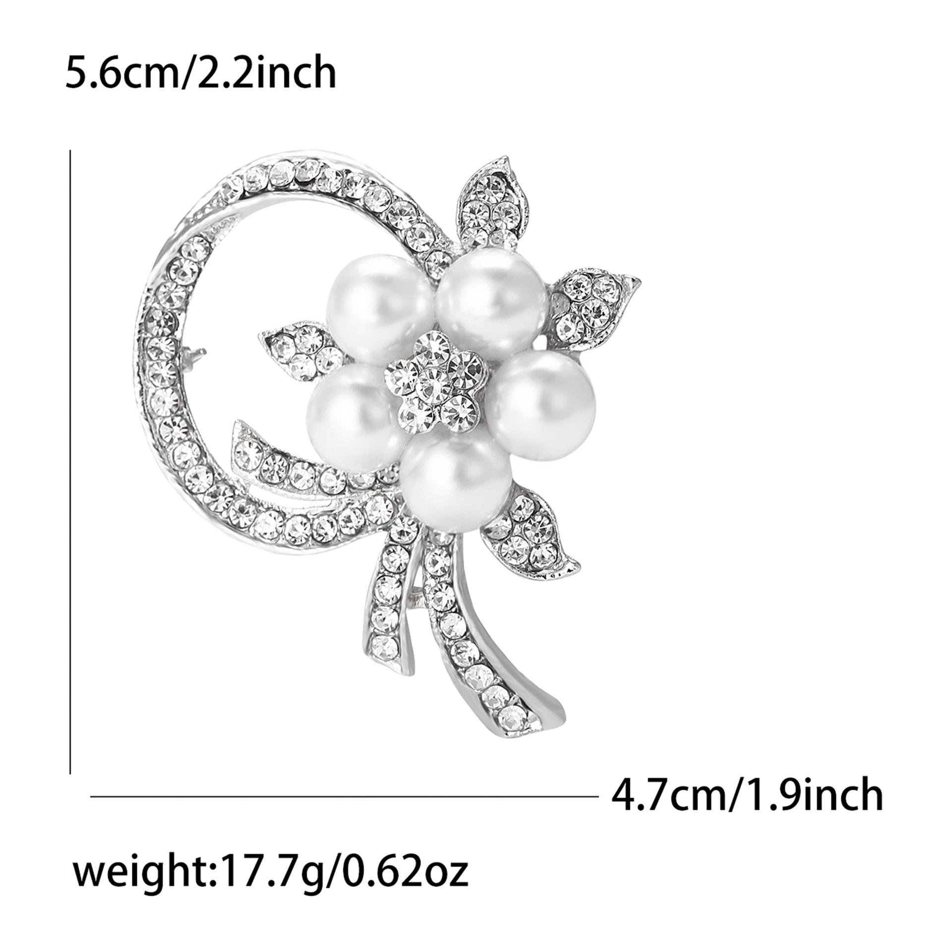 

Elegant Alloy Rhinestone Pearl Flower Brooch: High-End Women s Fashion Jewelry Pin