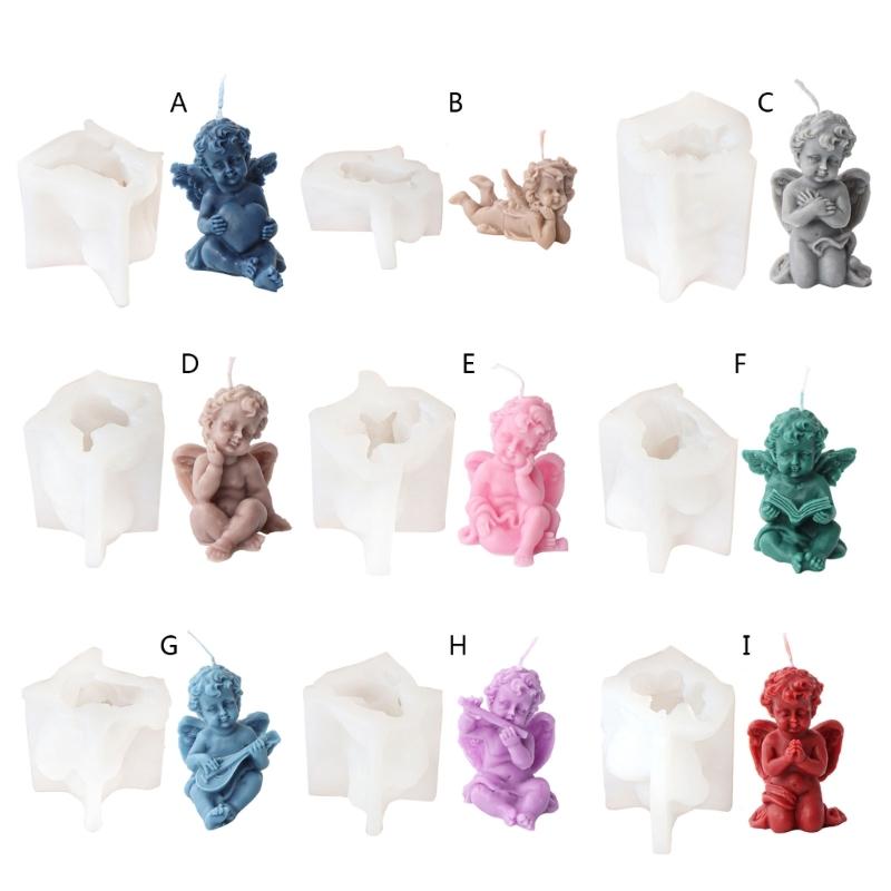 Silikonová forma na andělskou svíčku ručně vyráběná okřídlená forma na svíčku s vůní anděla DIY dortová forma na čokoládové mýdlo Pryskyřice na výrobu svíček