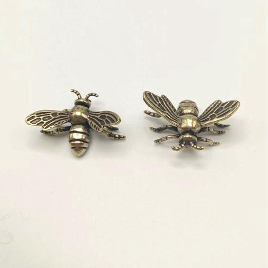 Brass Bee Figurine Tea Pet Solid Metal Bee Figure Model Statue Sculpture Toy Desktop Decoration Ornament Festival Collectible Gift