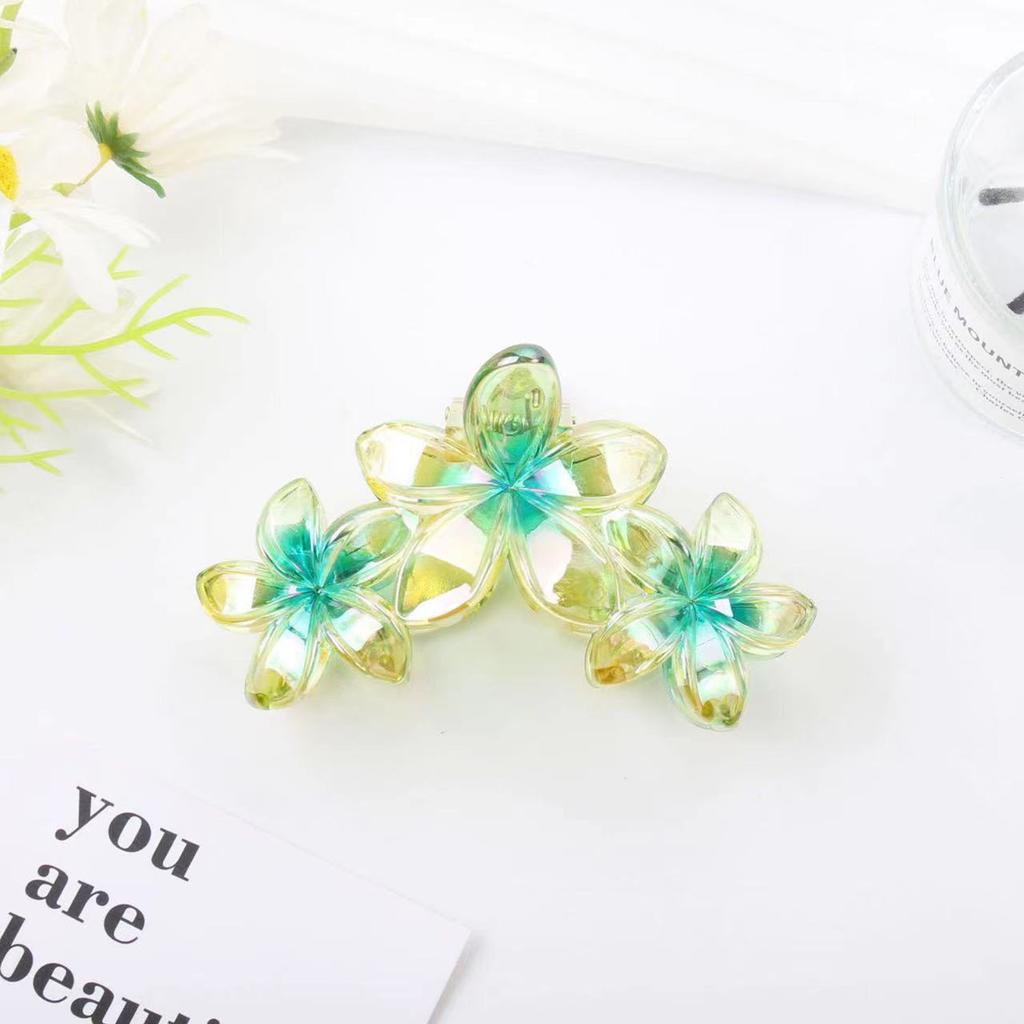 3 Head Plumeria Hair Clips Frangipani Flower Hair Claw Clip Trendy Crab Hair Claw Barrettes Hair Accessories For Girls